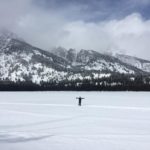 bed-and-breakfast-jackson-hole-our-adventures-Taggart-Lake-Snowshoe-Greg-crossing-the-lake